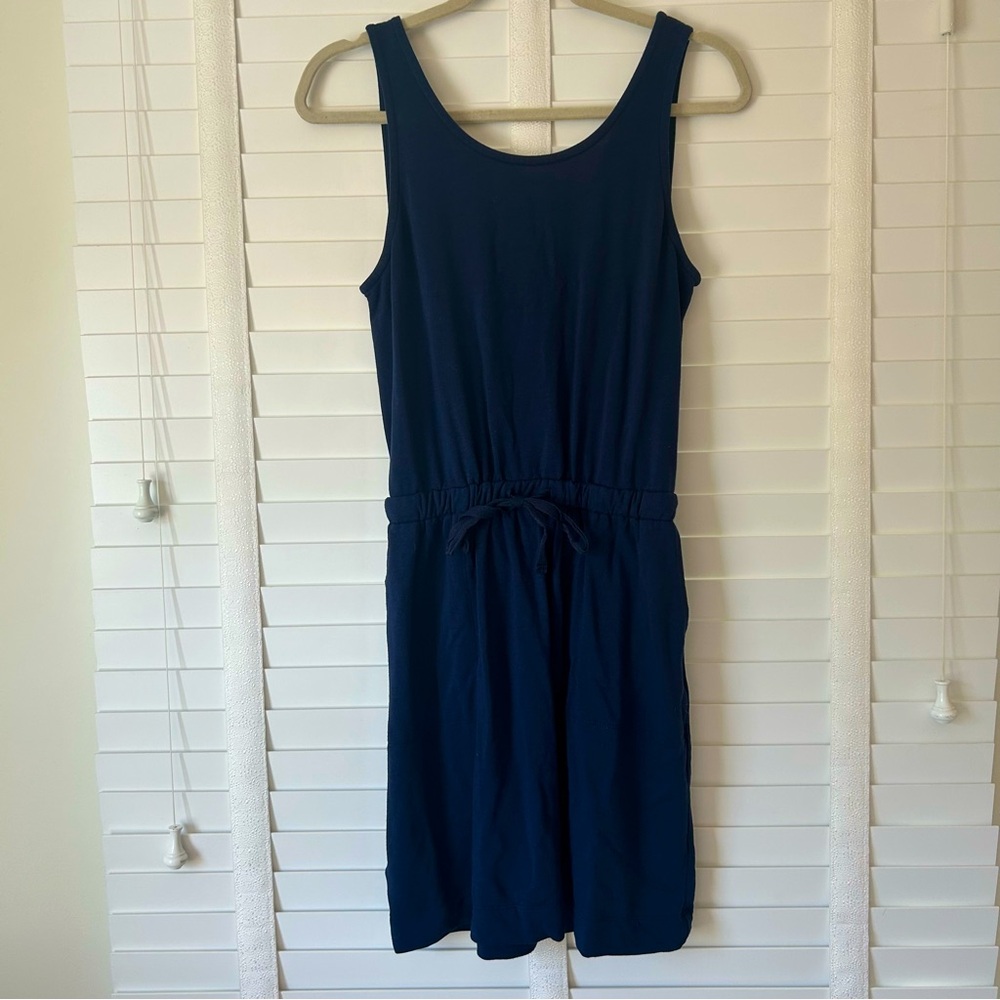 Lou & Grey Dress Blue Drawstring Waist Casual Mini Sleeveless Comfy XS